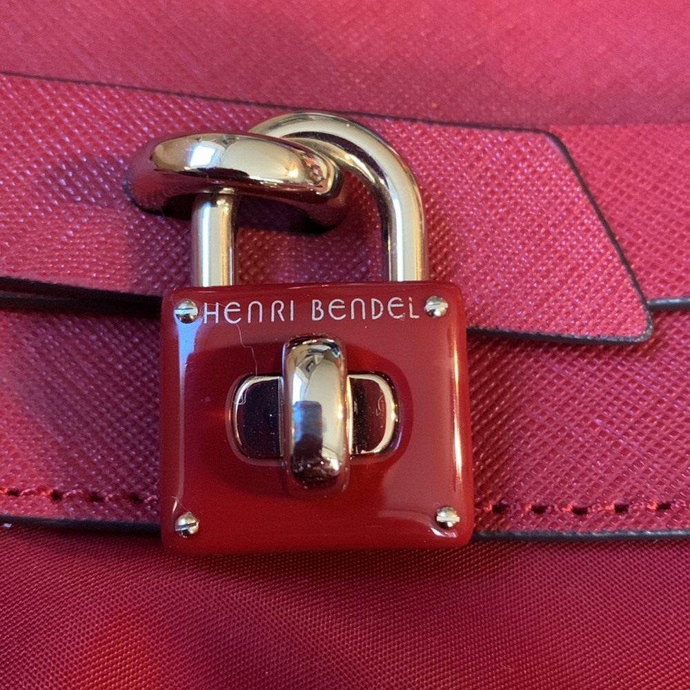 Henri Bendel Jetsetter Large Convertible Canvas Brilliant Red Backpack - Picture 9 of 10